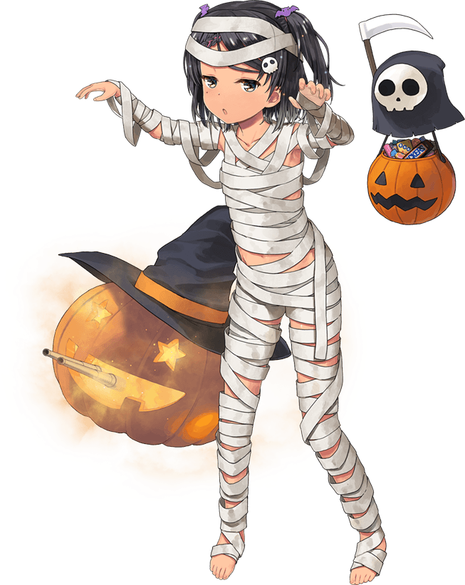 1girl full_body jiji kantai_collection mummy mummy_costume official_art scirocco_(kancolle) transparent_background