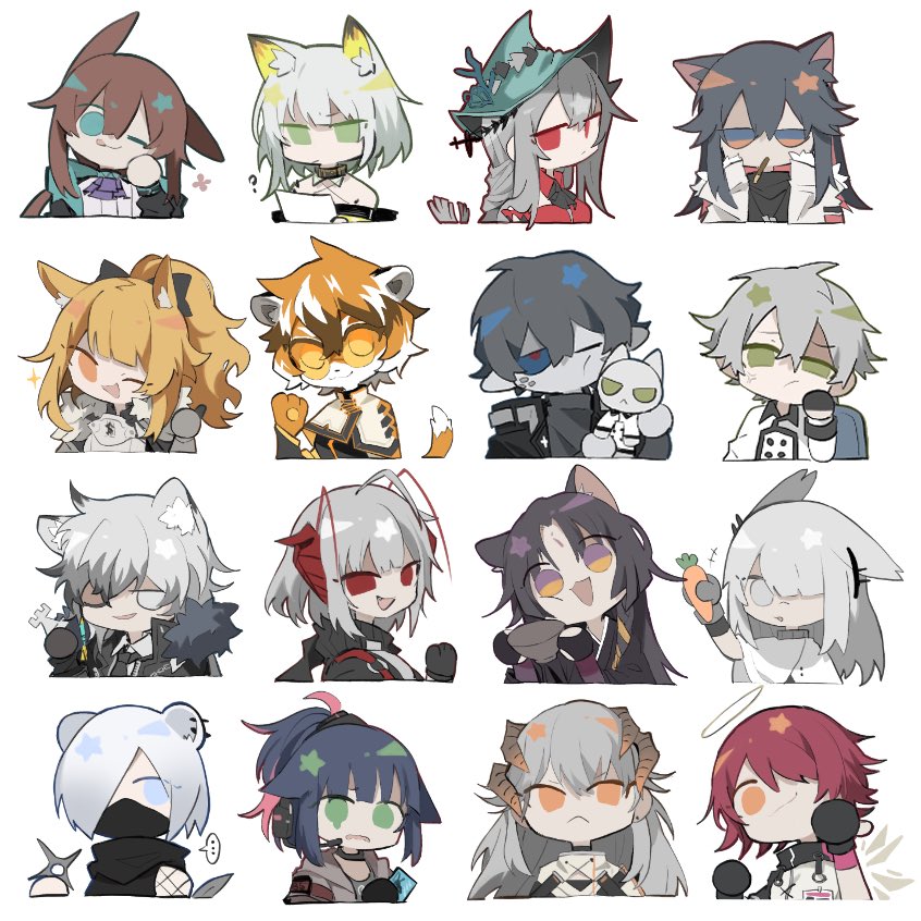 ... 3boys 6+girls :&lt; :q ? ahoge amiya_(arknights) anger_vein animal_ear_fluff animal_ears aqua_headwear arknights armor ascot black_bow black_choker black_gloves black_hair black_jacket black_neckwear black_scarf black_shirt blemishine_(arknights) blonde_hair blue_eyes blue_hair blue_neckwear bow bowl brown_hair brown_jacket cape cat_ears character_doll chibi choker coat colored_skin criss-cross_halter cropped_torso crying demon_horns dog_ears dragon_horns dress ear_piercing eating exusiai_(arknights) facial_mark fang faust_(arknights) fishnet_sleeves food forehead_mark frostnova_(arknights) fur-trimmed_cape fur-trimmed_coat fur_trim furry furry_female glasses gloves green_eyes green_hair grey_hair grey_skin hair_between_eyes hair_bow hair_ornament hair_over_one_eye halo halterneck hand_up hat headset holding holding_bowl holding_carrot holding_money horns horse_ears jacket jessica_(arknights) kal'tsit_(arknights) leopard_ears long_hair looking_at_viewer mask mephisto_(arknights) money mouth_hold mouth_mask multicolored_hair multiple_boys multiple_girls no_mouth off_shoulder official_alternate_costume one_eye_closed open_clothes open_coat open_jacket orange_eyes orange_hair partially_fingerless_gloves piercing pink_hair pocky pointy_ears ponytail portrait red_dress red_eyes redhead rhodes_island_logo saga_(arknights) saria_(arknights) scarf shirayuki_(arknights) shirt short_hair sidelocks silverash_(arknights) simple_background skadi_(arknights) skadi_the_corrupting_heart_(arknights) south_ac spoken_ellipsis stoat_ears straight-on streaked_hair tail texas_(arknights) texas_(winter_messenger)_(arknights) thumbs_up tiger_ears tiger_girl tiger_tail tinted_eyewear tongue tongue_out w_(arknights) waai_fu_(arknights) wavy_mouth white_background white_hair white_shirt winter_clothes winter_coat wolf_ears yellow_eyes