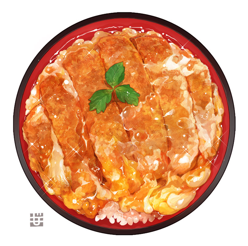 food food_focus katsudon_(food) momiji_mao original plate still_life