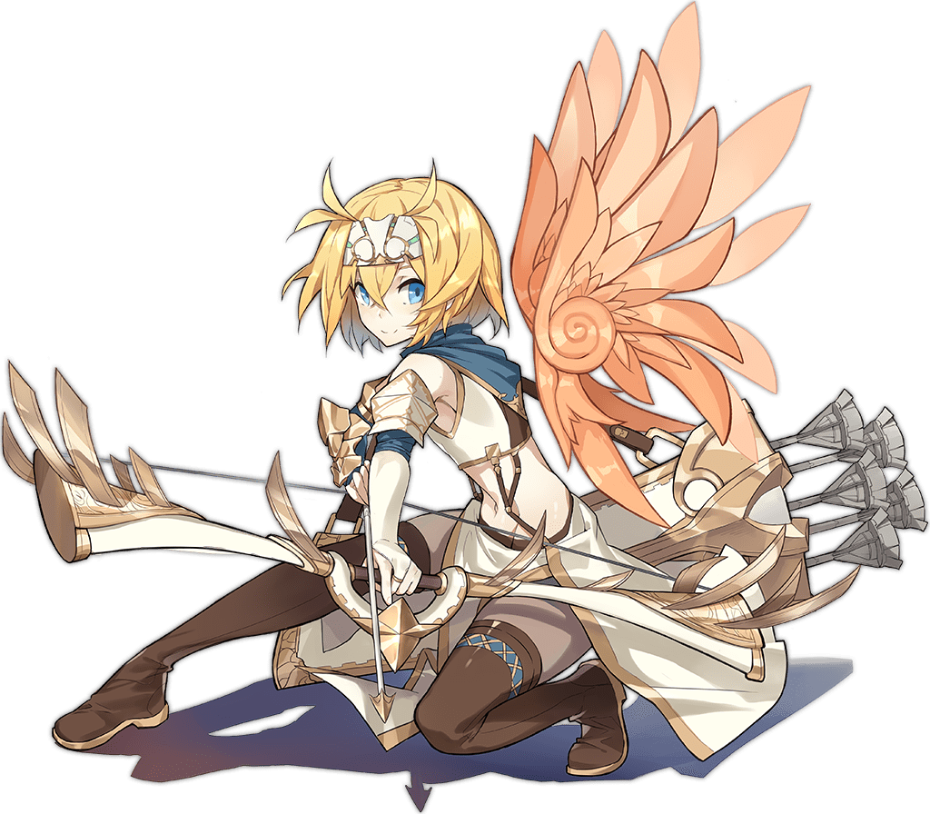 1girl ark_order arrow_(projectile) bangs blonde_hair blue_scarf boots bow_(weapon) brown_footwear crop_top detached_wings drawing_bow elbow_gloves feathered_wings forehead_protector full_body gloves gold_trim hair_intakes holding holding_arrow holding_bow_(weapon) holding_weapon icarus_(ark_order) jewelry k_suke_(weibo) looking_at_viewer midriff official_art orange_wings quiver ring scarf shirt short_hair skirt solo stomach tachi-e thigh-highs thigh_boots transparent_background weapon white_gloves white_shirt white_skirt wings