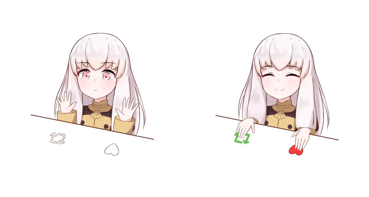 1girl aftermech closed_eyes fire_emblem fire_emblem:_three_houses garreg_mach_monastery_uniform like_and_retweet long_hair lysithea_von_ordelia multiple_views pink_eyes simple_background smile twitter white_background white_hair