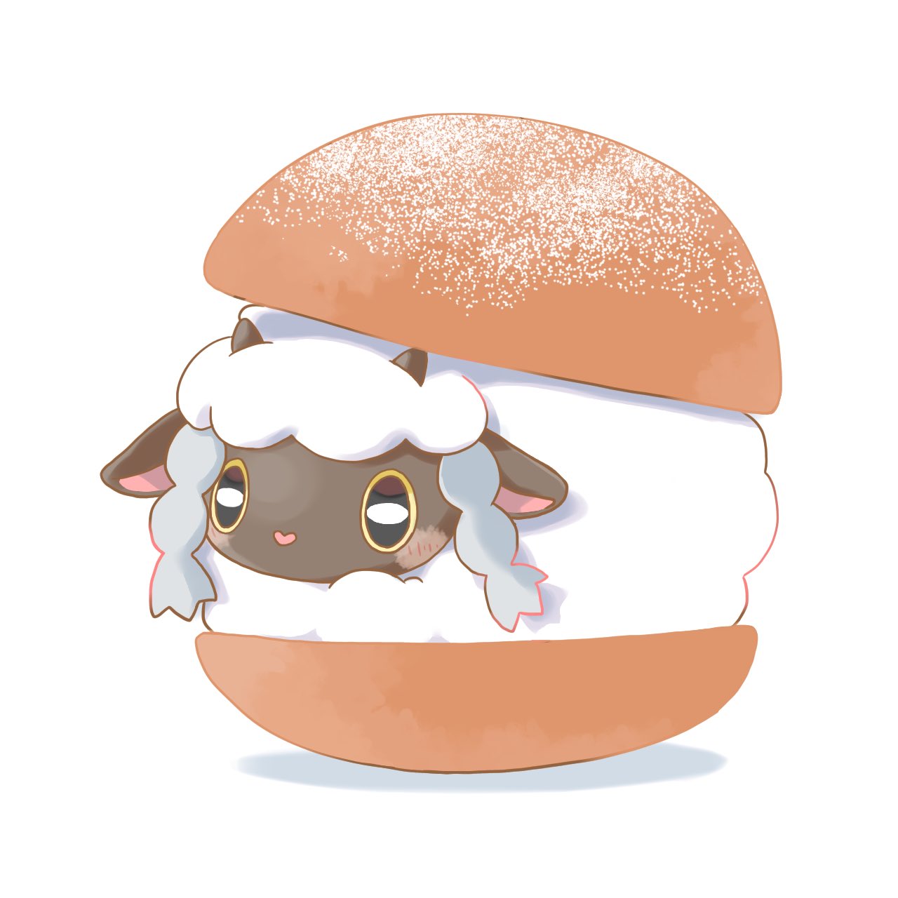 bread commentary_request food highres kana_(maple926) maritozzo no_humans pastry pokemon pokemon_(creature) simple_background solo sweets white_background wooloo