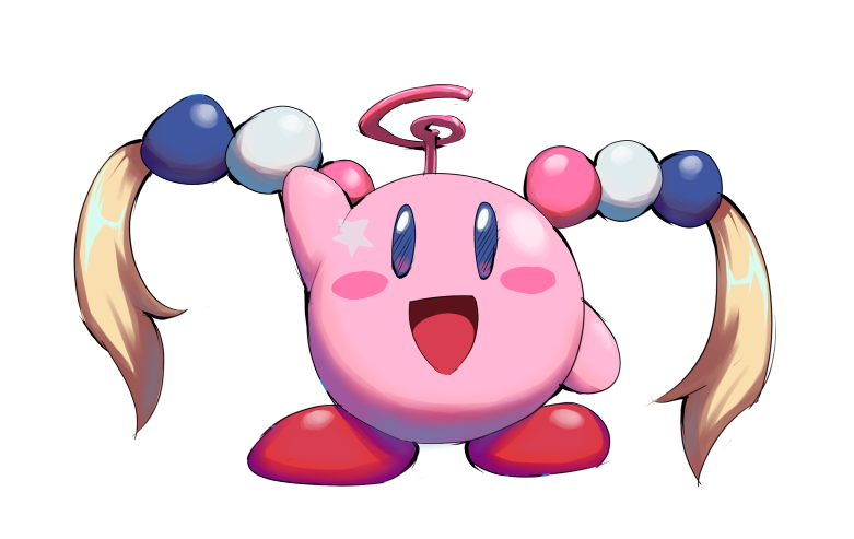 1other blonde_hair blush_stickers copy_ability cyzir_visheen fusion hair_ornament hololive hololive_english kirby kirby_(series) planet_hair_ornament sidelocks star_(symbol) tsukumo_sana twintails