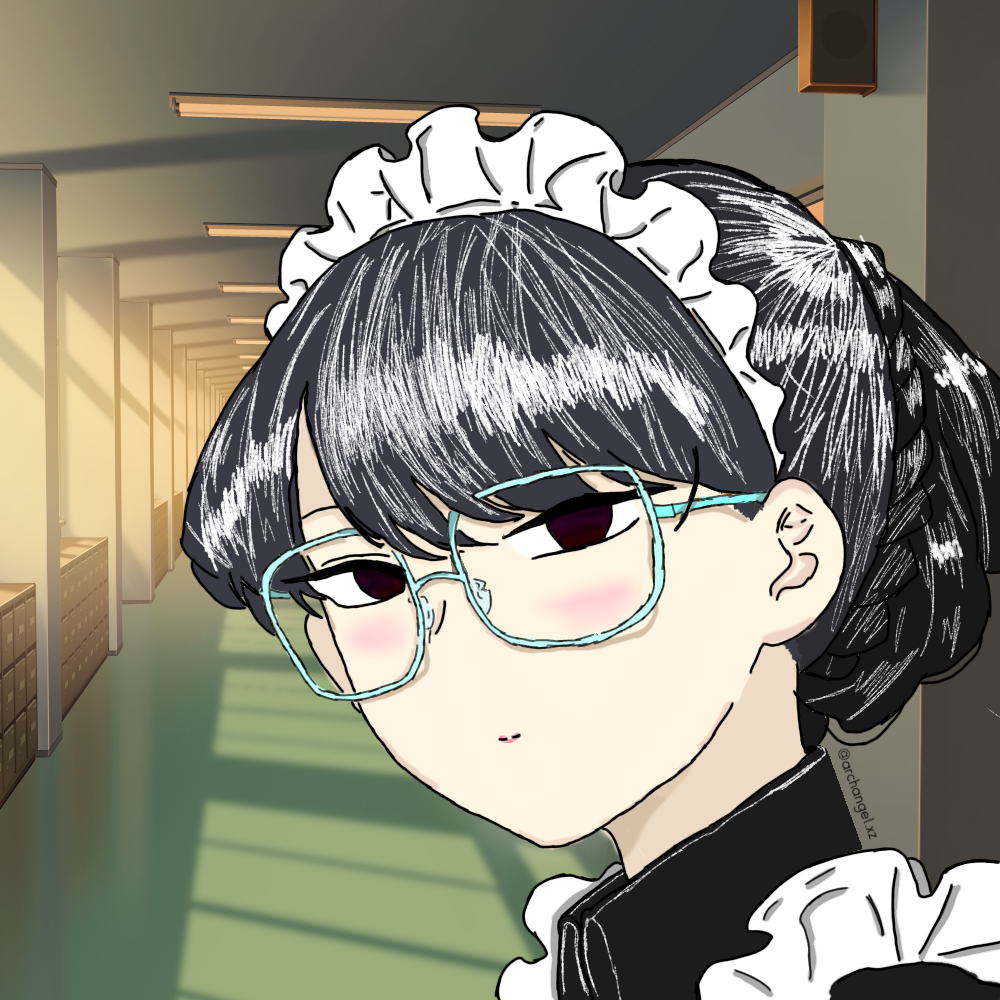 1girl black_hair glasses komi-san_wa_komyushou_desu komi_shouko maid school