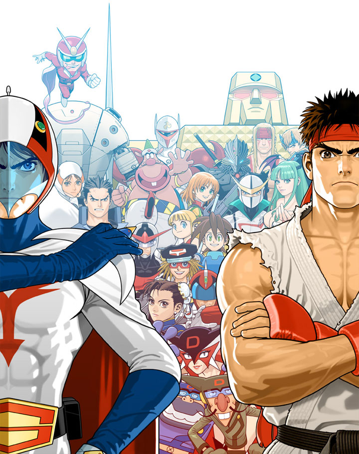 boyakki capcom casshan_robot_hunter casshern chun-li crossover doronjo everyone gan-chan gatchaman gold_lightan golden_warrior_gold_lightan gyakuten!_ippatsuman hakushon_daimaou hakushon_daimaou_(series) hariken_polymar ichimonji_batsu ippatsuman jun_the_swan justice_gakuen kaijin_no_souki karas ken_the_eagle lost_planet morrigan_aensland official_art omokane_saki onimusha onimusha:_dawn_of_dreams otoha_(karas) ougon_senshi_gold_lightan polymar ptx-40a quiz_nanairo_dreams rival_schools rival_schools:_united_by_fate rock_volnutt rockman rockman_(classic) rockman_(original) rockman_dash roll ryuu_(street_fighter) shinkiro shiritsu_justice_gakuen street_fighter tatsunoko_pro tatsunoko_vs_capcom tekkaman_(character) time_bokan time_bokan_(series) tonzura uchuu_no_kishi_tekkaman vampire_(game) viewtiful_joe viewtiful_joe_(character) yatterman yuki_hideyasu