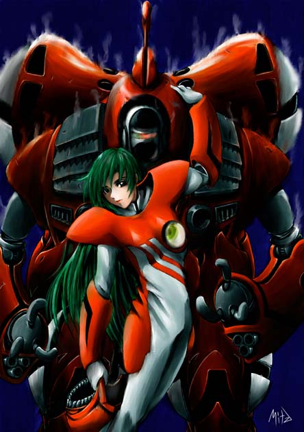 armor flightsuit green_hair helmet long_hair macross macross:_do_you_remember_love? mecha meltrandi power_armor queadluun-rau spacesuit zentradi