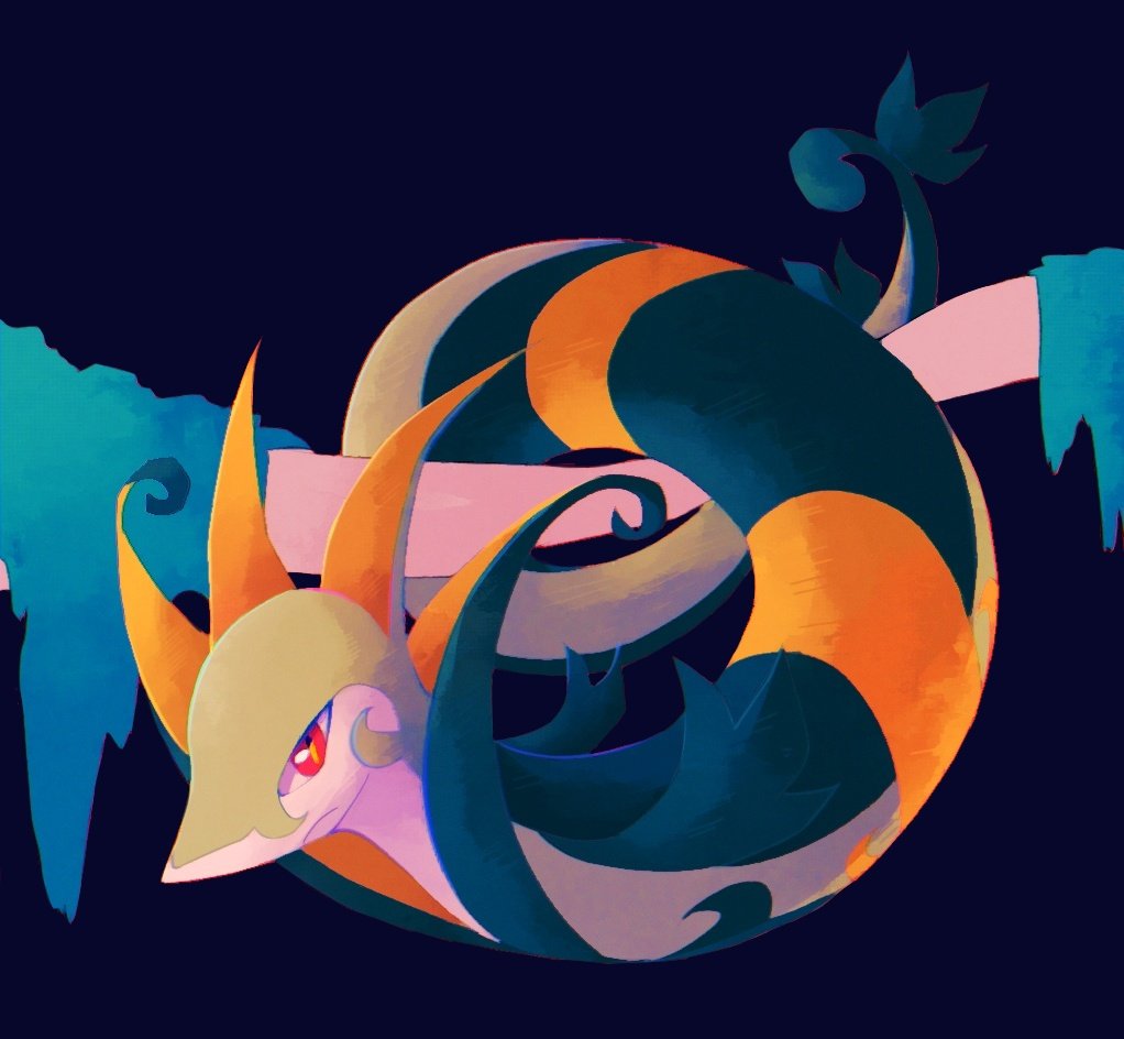 animal_focus branch closed_mouth commentary feyzi frown looking_at_viewer no_humans pokemon pokemon_(creature) red_eyes serperior simple_background snake solo yellow_pupils