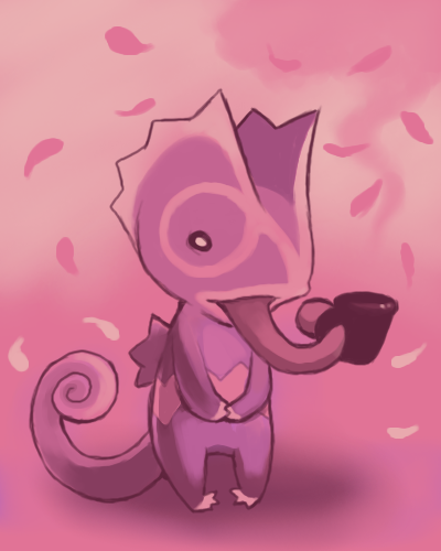 kecleon nintendo petals pink pokemon purple_kecleon tea