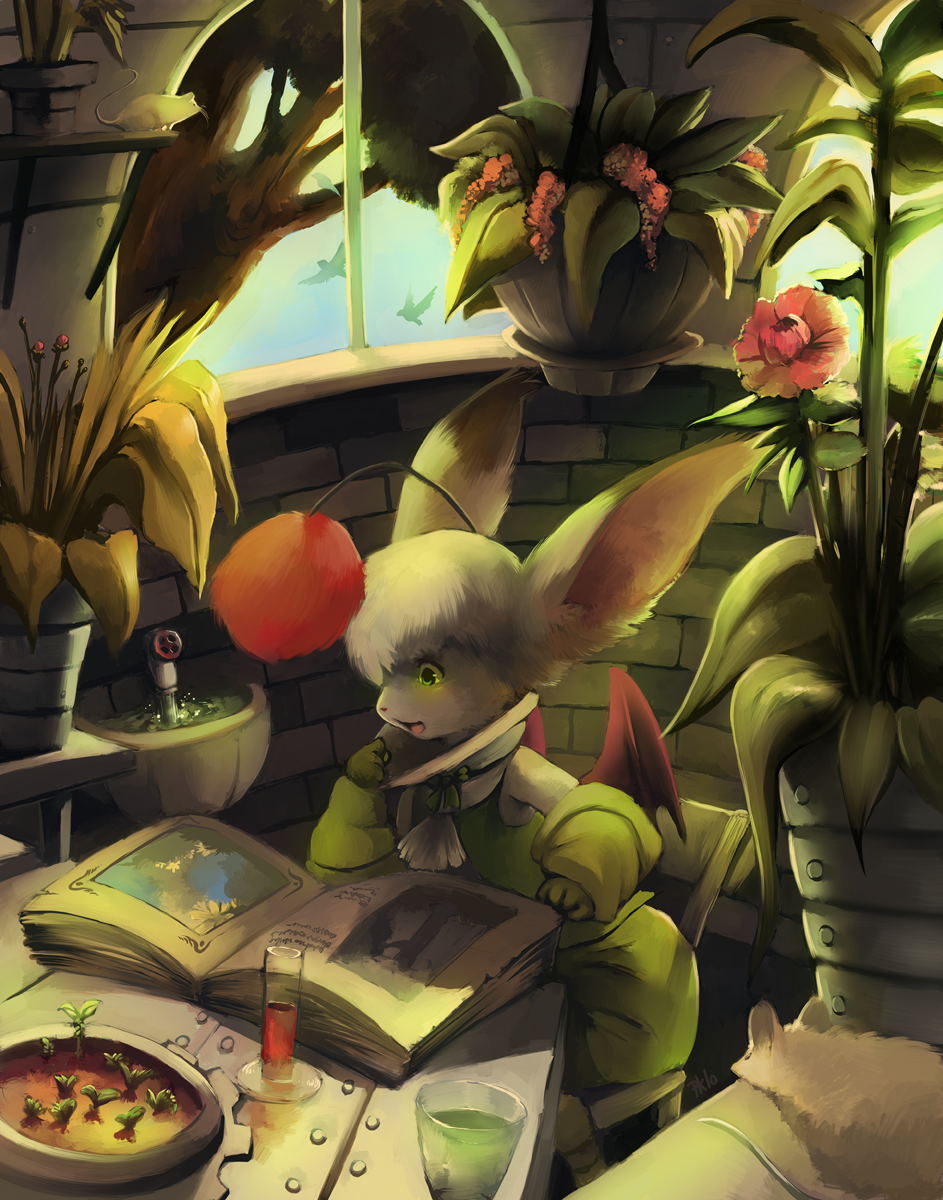 final_fantasy final_fantasy_tactics flower moogle plants purple_kecleon