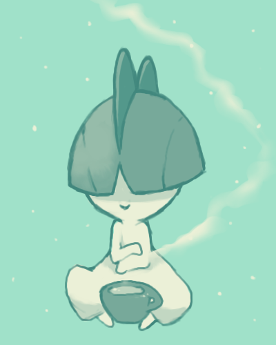 green nintendo pokemon purple_kecleon ralts steam tea