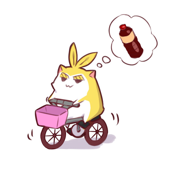 :3 all_might animalization basket bicycle boku_no_hero_academia bottle colored_skin grey_background ground_vehicle hamster lliissaawwuu2 riding_bicycle simple_background smile solo white_skin yellow_skin