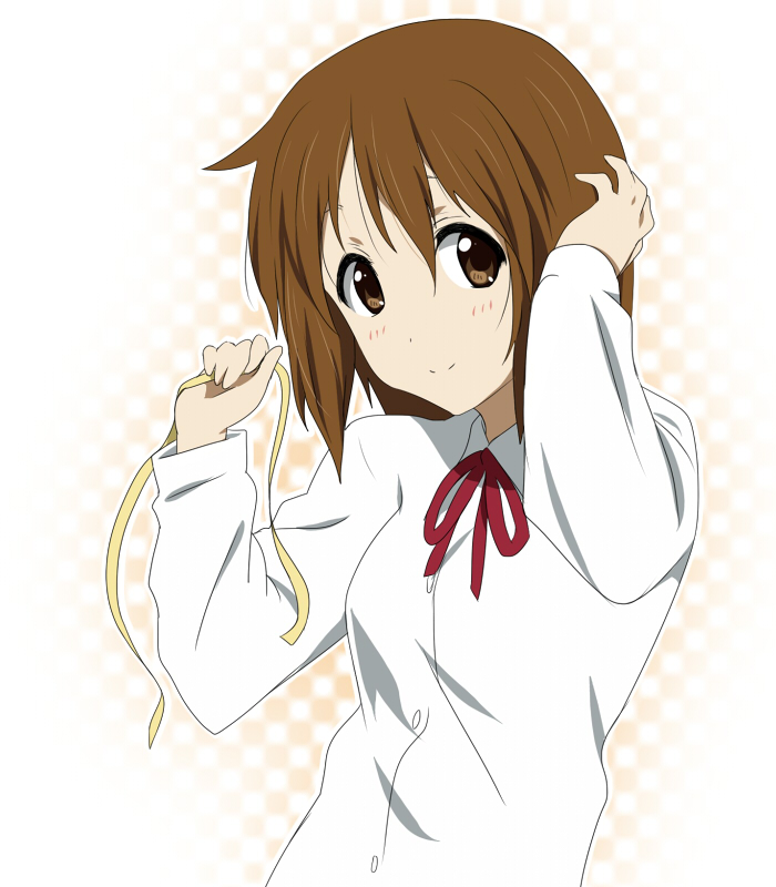 brown_eyes brown_hair face hirasawa_ui ikari_manatsu k-on! school_uniform short_hair solo