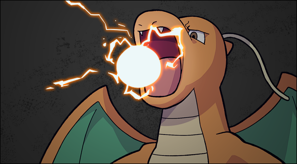 brown_eyes commentary_request dragonite energy_ball fangs hyper_beam_(pokemon) jaho no_humans open_mouth pokemon pokemon_(creature) solo tongue upper_body