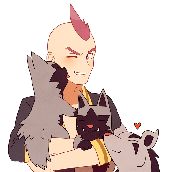 1boy blush commentary_request evolutionary_line heart jaho licking licking_another's_face male_focus mightyena one_eye_closed pokemon pokemon_(creature) pokemon_(game) pokemon_oras poochyena redhead shirt short_hair sidney_(pokemon) smile transparent_background upper_body