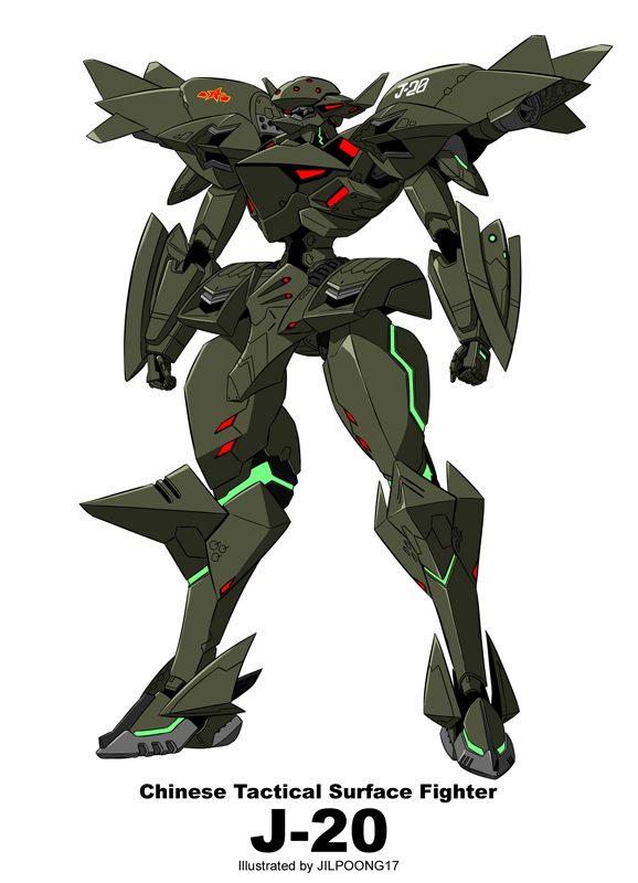 artist_name character_name clenched_hands j-20_(muvluv) jilpoong17 looking_ahead mecha muvluv muvluv_alternative no_humans science_fiction solo standing tactical_surface_fighter white_background