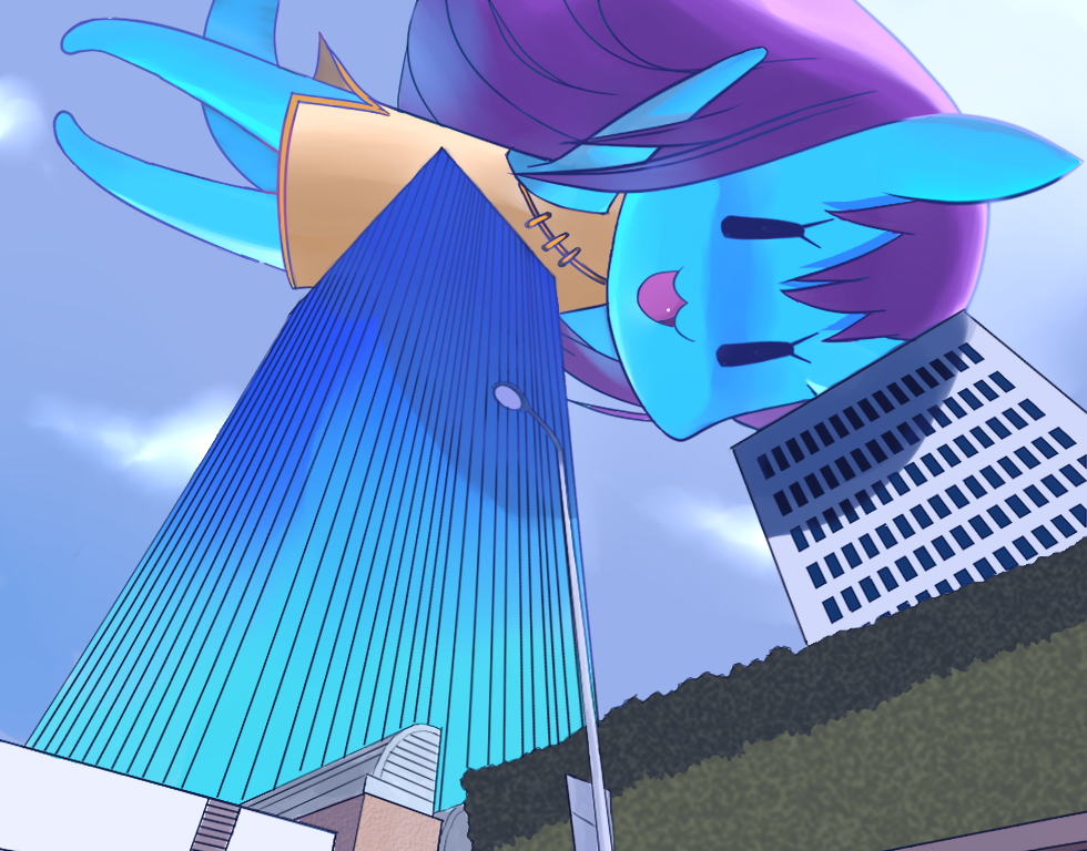blue_skin chibi city dive giantess monster_girl nakamura-san tail