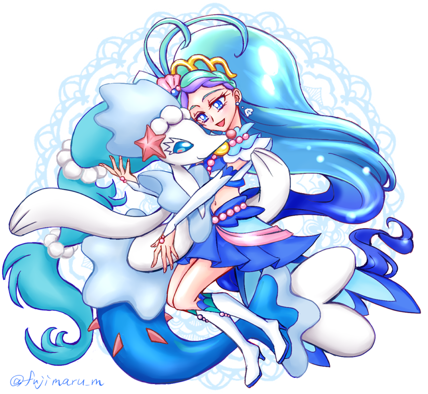 cure_mermaid go!_princess_precure kaidou_minami pokemon pokemon_(game) pokemon_sm pokemon_usum precure primarina