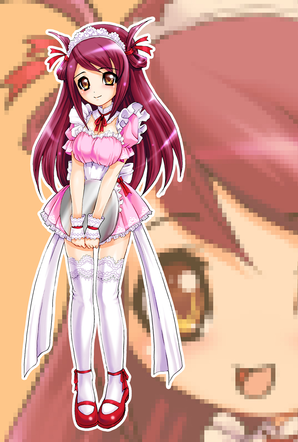 blush cute maid pixels smile