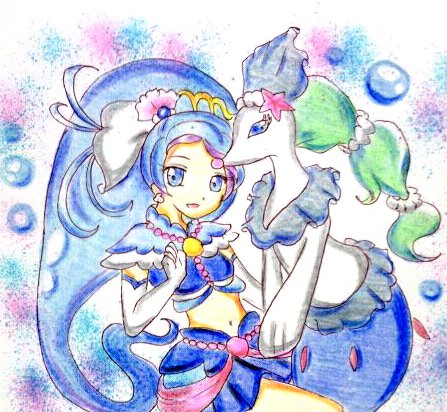 crossover cure_mermaid go!_princess_precure lowres momiji_(chiakimomo) precure primarina