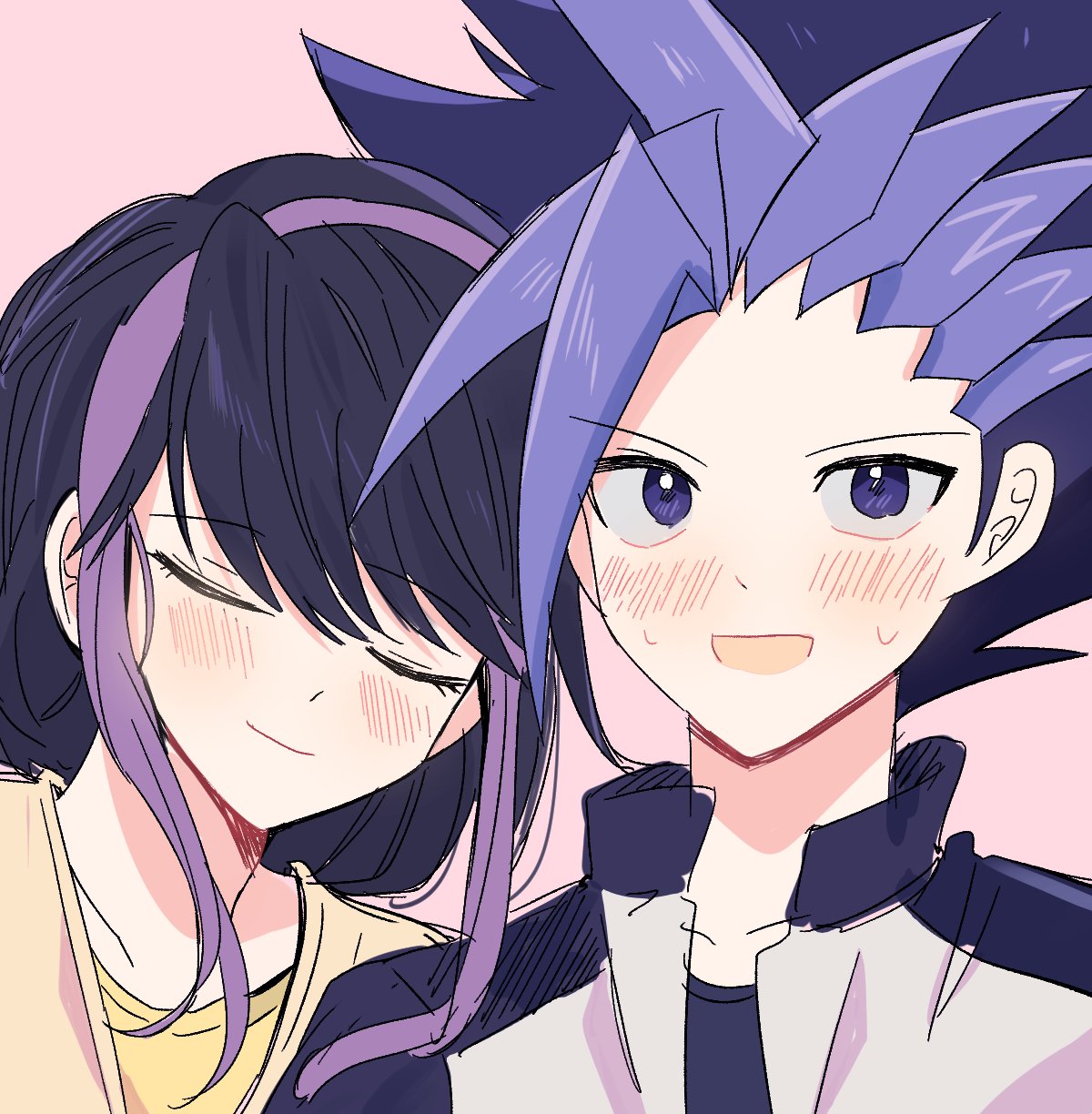 10439vu 1boy 1girl couple kurosaki_ruri long_hair multicolored_hair purple_hair spiky_hair two-tone_hair violet_eyes yu-gi-oh! yu-gi-oh!_arc-v yuu-gi-ou yuu-gi-ou_arc-v yuuto_(yuu-gi-ou_arc-v)