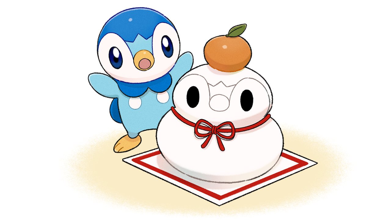 :o blue_eyes commentary_request creature food fruit no_humans official_art open_mouth orange_(fruit) outstretched_arms piplup pokemon pokemon_(creature) project_pochama solo standing toes white_background