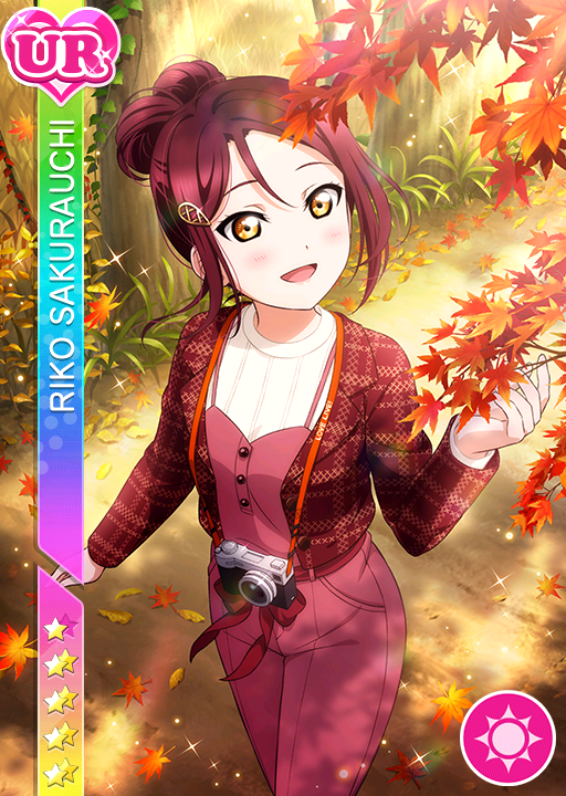 autumn blush brown_eyes character_name dress long_hair love_live!_school_idol_festival love_live!_sunshine!! redhead sakurauchi_riko smile