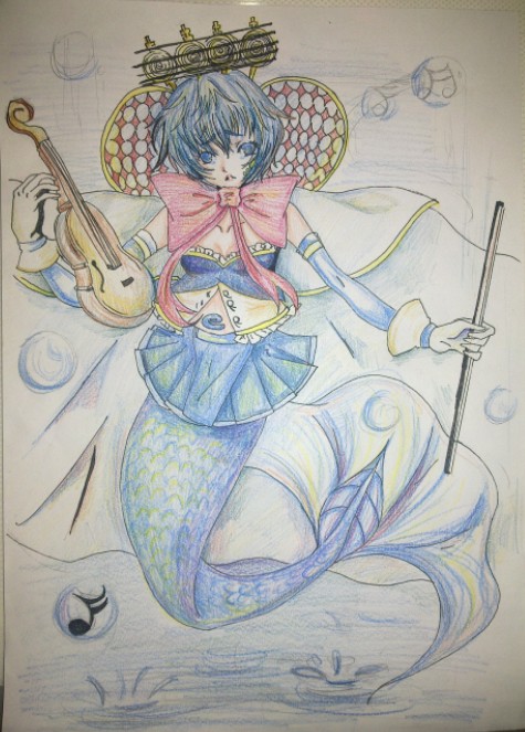 mahou_shoujo_madoka_magica mermaid miki_sayaka skirt solo tagme traditional_media