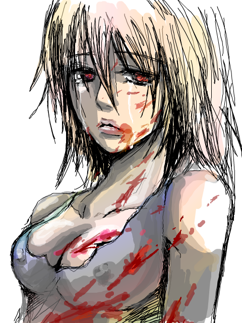 blood left_4_dead red_eyes silver_hair witch_(left4dead)