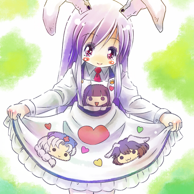 apron bunny_ears heart houraisan_kaguya inaba_tewi opengear opungia purple_hair rabbit_ears reisen_udongein_inaba smile touhou yagokoro_eirin