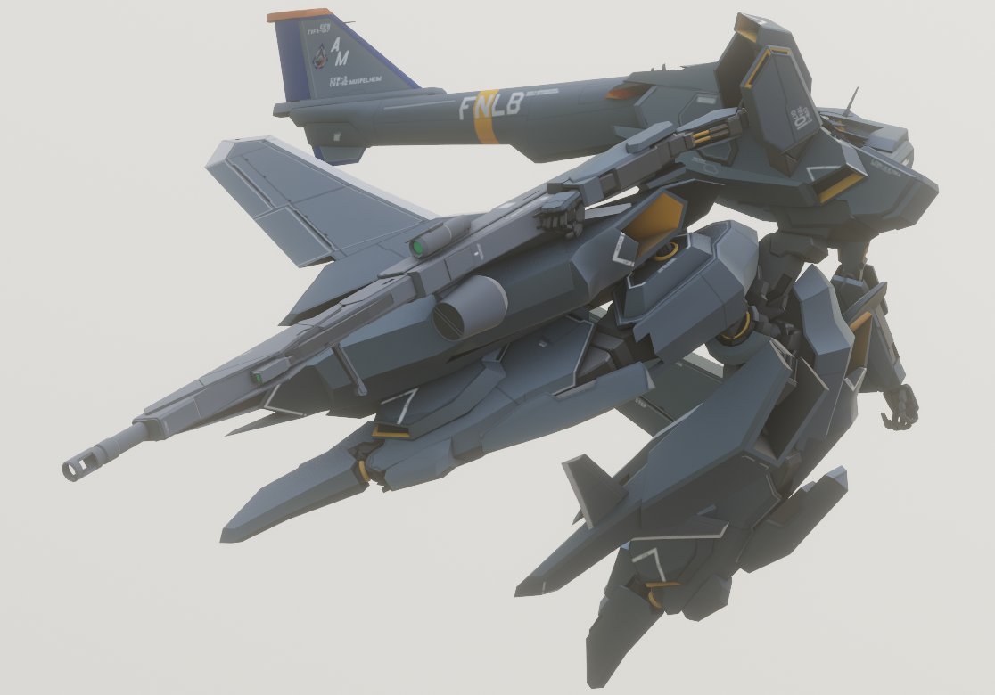 3d blender_(medium) danke_yui flying grey_background gun holding holding_gun holding_weapon looking_ahead mecha open_hand original science_fiction solo weapon wings