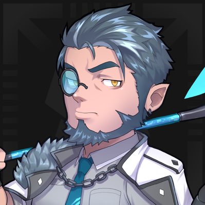 1boy beard facial_hair green_hair looking_to_the_side lowres male_focus monocle official_art pale_skin pointy_ears polygon_project solo virtual_youtuber xomicron_o yellow_eyes