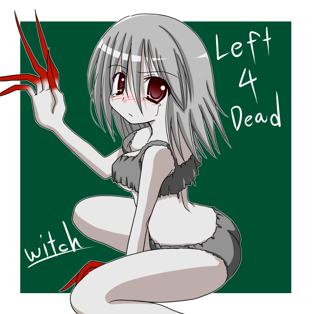 blush claws grey_hair hitsuki_miyu left_4_dead red_eyes tears witch_(left4dead) zombie