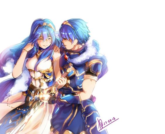 1boy 1girl blue_hair caeda_(fire_emblem) female fire_emblem husband_and_wife male marth marth_(fire_emblem) sheeda