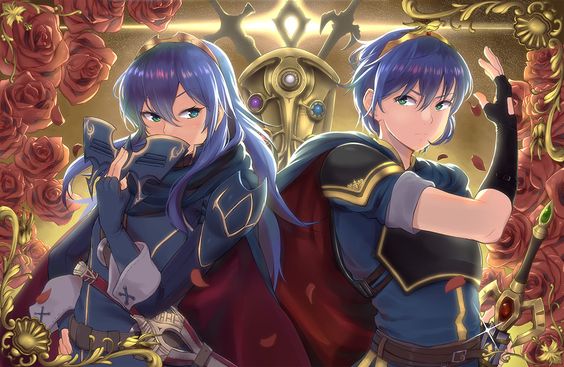 1boy 1girl blue_eyes blue_hair female fire_emblem fire_emblem_awakening lucina lucina_(fire_emblem) male marth marth_(fire_emblem)