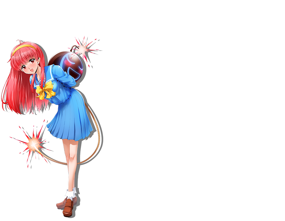 1girl arms_behind_back blue_skirt blush bomb bombergirl breasts brown_footwear eyebrows_visible_through_hair fujisaki_shiori full_body hairband holding holding_bomb long_hair looking_at_viewer medium_breasts official_art open_mouth pink_eyes pink_hair skirt smile solo tokimeki_memorial tokimeki_memorial_1 transparent_background