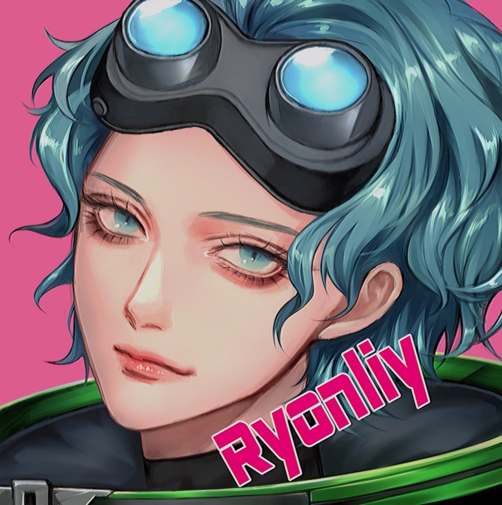 1girl apex_legends bangs blue_eyes blue_hair goggles goggles_on_head hair_behind_ear head_tilt horizon_(apex_legends) light_smile official_alternate_costume portrait short_hair solo spacesuit tama_(ponz3o1)