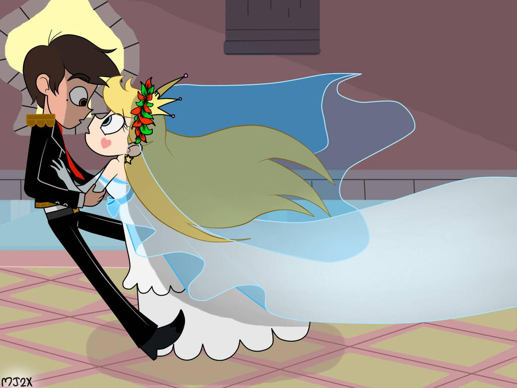 1boy 1girl blonde_hair blue_eyes brown_eyes brown_hair female male marco_diaz star_butterfly star_vs_the_forces_of_evil wedding_dress