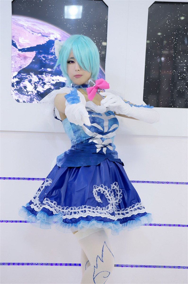 10s 1girl aqua_hair cosplay houjou_cosmo pripara