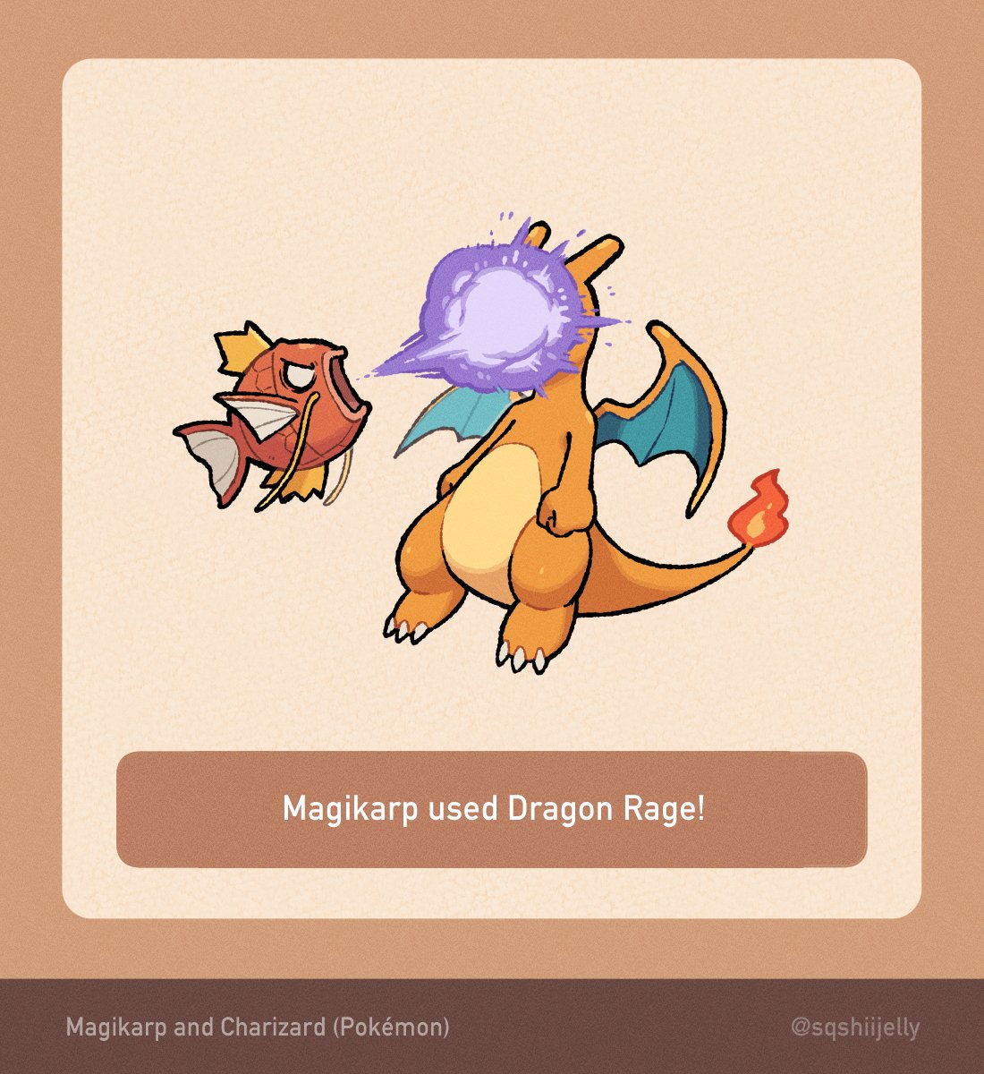 angry artist_name beam charizard clenched_hand english_text fire highres horns in_the_face magikarp no_humans plainwhite pokemon pokemon_(creature) pokemon_move simple_background wings