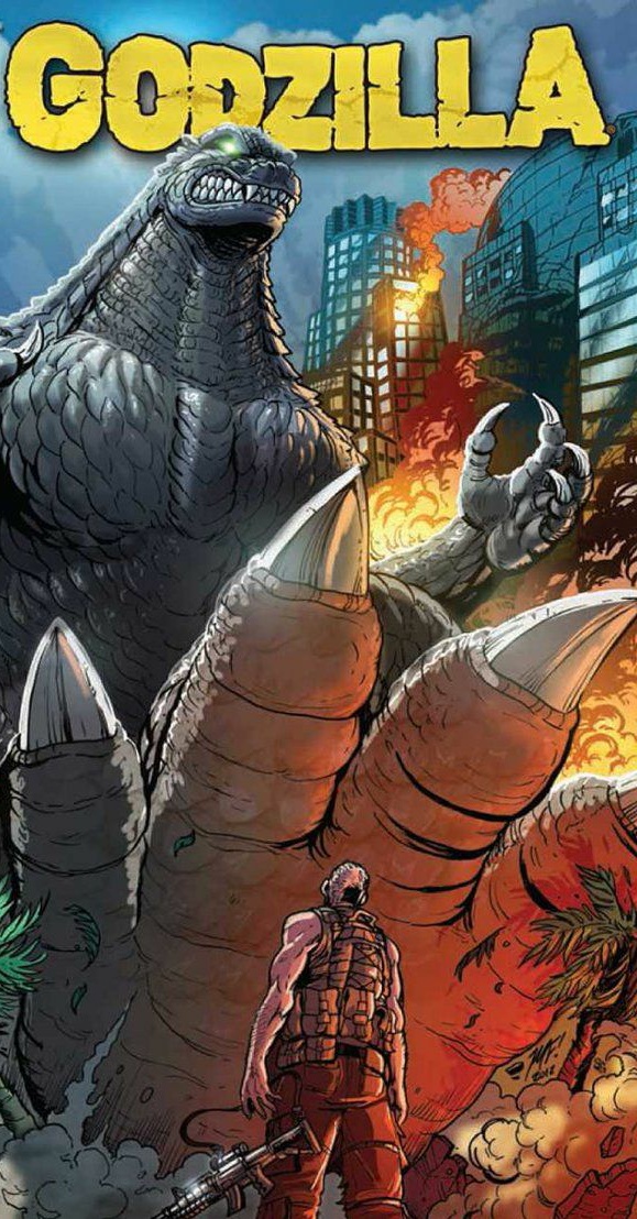 city claws destruction feet godzilla godzilla_(series) green_eyes imminent_stomping kaijuu rexy_rex98 scales sharp_teeth stomping teeth toes