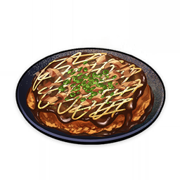 artist_request bowl commentary english_commentary food food_focus garnish genshin_impact lowres meat no_humans official_art sauce still_life third-party_source transparent_background