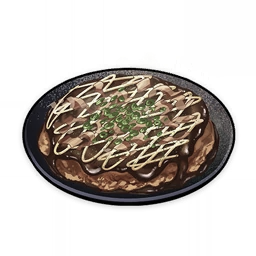 artist_request bowl commentary english_commentary food food_focus garnish genshin_impact lowres meat muted_color no_humans official_art sauce still_life third-party_source transparent_background