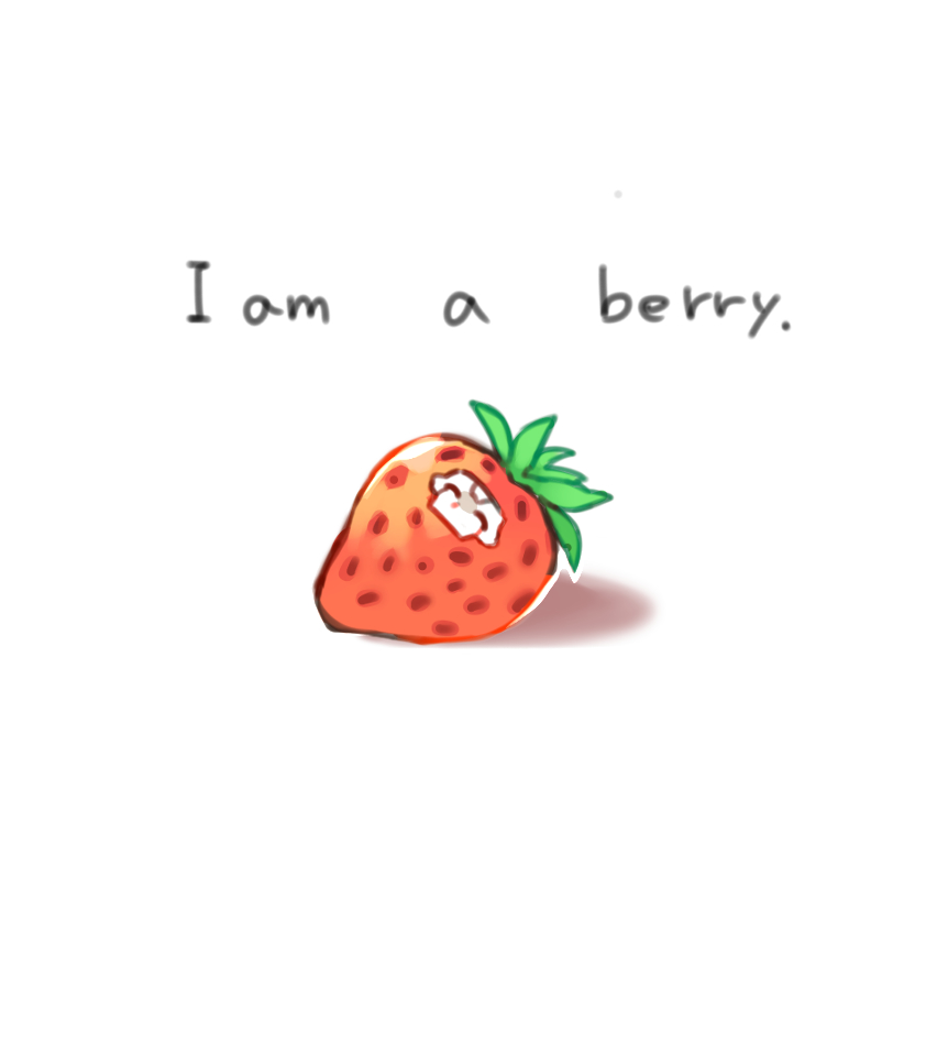 ^_^ apex_legends closed_eyes english_text food food_focus foodification fruit mask no_humans revenant_(apex_legends) shadow simple_background strawberry wankonabe white_background