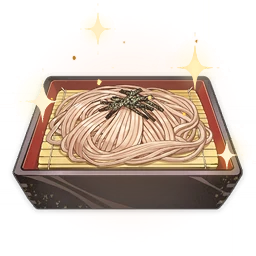 artist_request box commentary english_commentary food food_focus genshin_impact lowres no_humans noodles official_art seaweed soba sparkle still_life third-party_source transparent_background