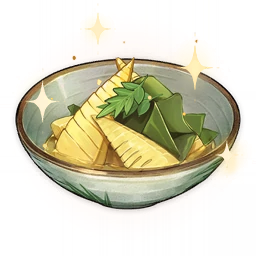 artist_request bamboo_shoot bowl commentary english_commentary food food_focus garnish genshin_impact leaf lowres no_humans official_art seaweed soup sparkle still_life third-party_source transparent_background