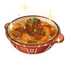 artist_request carrot commentary english_commentary food food_focus genshin_impact lowres meat no_humans official_art peas pot potato sparkle stew still_life third-party_source transparent_background