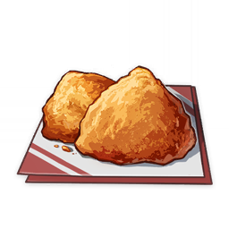 artist_request chicken_(food) commentary english_commentary food food_focus fried_chicken genshin_impact lowres napkin no_humans official_art still_life third-party_source transparent_background
