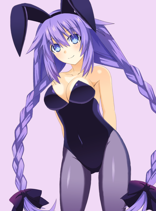 10s 1girl alternate_costume animal_ears bad_id blue_eyes braid breasts choujigen_game_neptune cleavage closed_mouth compile_heart fake_animal_ears female_focus hair_ornament icky idea_factory long_hair neptune_(neptune_series) neptune_(series) pantyhose playboy_bunny power_symbol-shaped_pupils purple_hair purple_heart rabbit_ears sd solo symbol-shaped_pupils twin_braids twintails