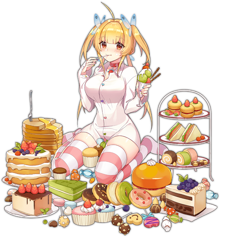 1girl ahoge ark_order artist_request bangs beelzebub_(ark_order) blonde_hair blush breasts butterfly_hair_ornament cake candy candy_wrapper checkerboard_cookie chocolate cookie cup cupcake dessert doughnut dress_shirt food food_on_face fork fruit full_body grapes hair_ornament holding holding_cup holding_spoon honey ice_cream large_breasts lollipop long_sleeves low_twintails macaron muffin multicolored_nails official_art pancake parfait plate red_eyes sandwich shirt sidelocks sitting skindentation solo spoon stack_of_pancakes strawberry striped striped_legwear swiss_roll tachi-e thigh-highs tiered_tray transparent_background twintails two_side_up utensil_in_mouth wafer_stick wariza whipped_cream white_shirt