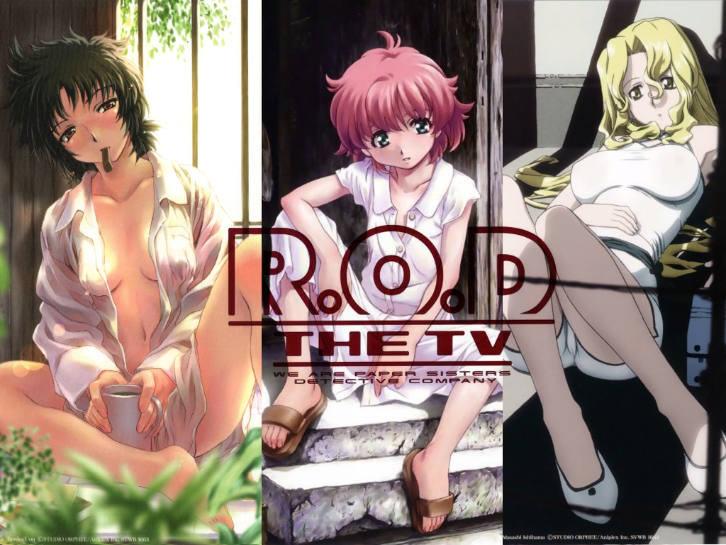 4girls against_wall androgynous anita_king armpits barefoot belt black_hair blonde_hair breasts child coffee cup dress dress_shirt feet flat_chest green_eyes head_tilt impossible_clothes large_breasts leaf leaning long_hair lying maggie_mui messy_hair michelle_cheung mouth_hold mug multiple_girls navel no_bra official_art on_back open_clothes open_shirt pink_hair r.o.d_the_tv read_or_die red_eyes sandals shadow shirt shoes short_hair sitting spread_legs stairs toes tomboy unbuttoned uon_taraku wallpaper wavy_hair yellow_eyes